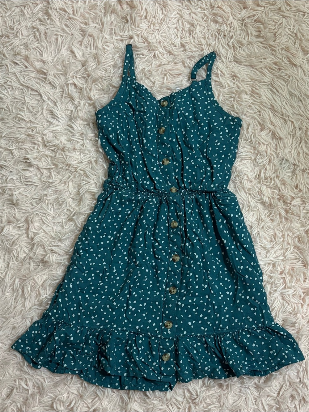 abercrombie kids Teal Spotted Button-Front Sundress